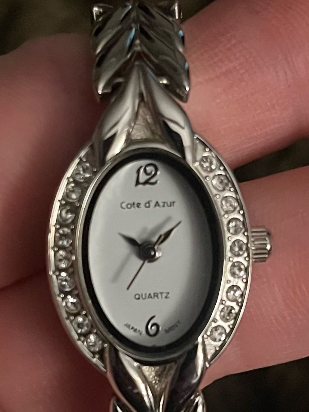 Cote d’Azur Silver-Tone Crystal Oval Women's Watch